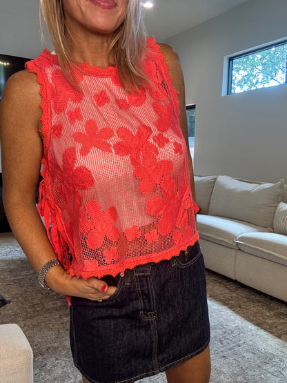 Floral Side Tie Top