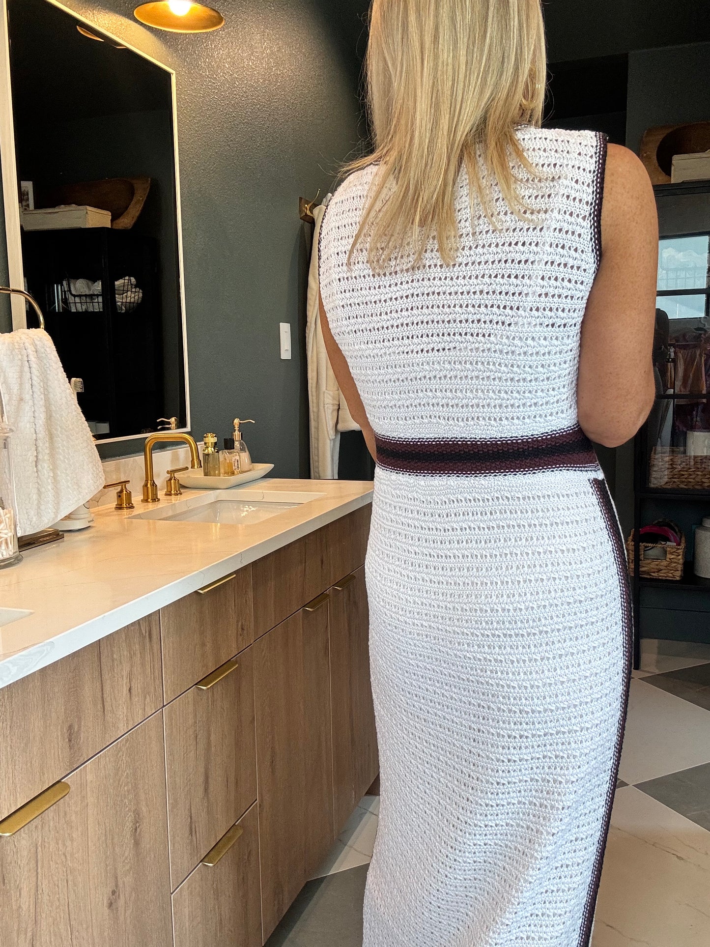 Stripe Crochet Maxi Dress-FINAL SALE
