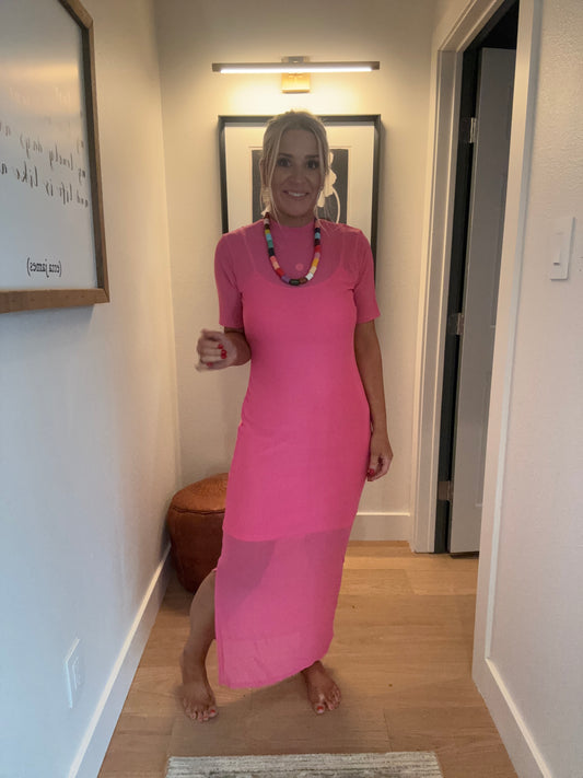 Layered Mesh Maxi Dress