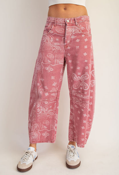 Dusty Rose Bandana Jeans