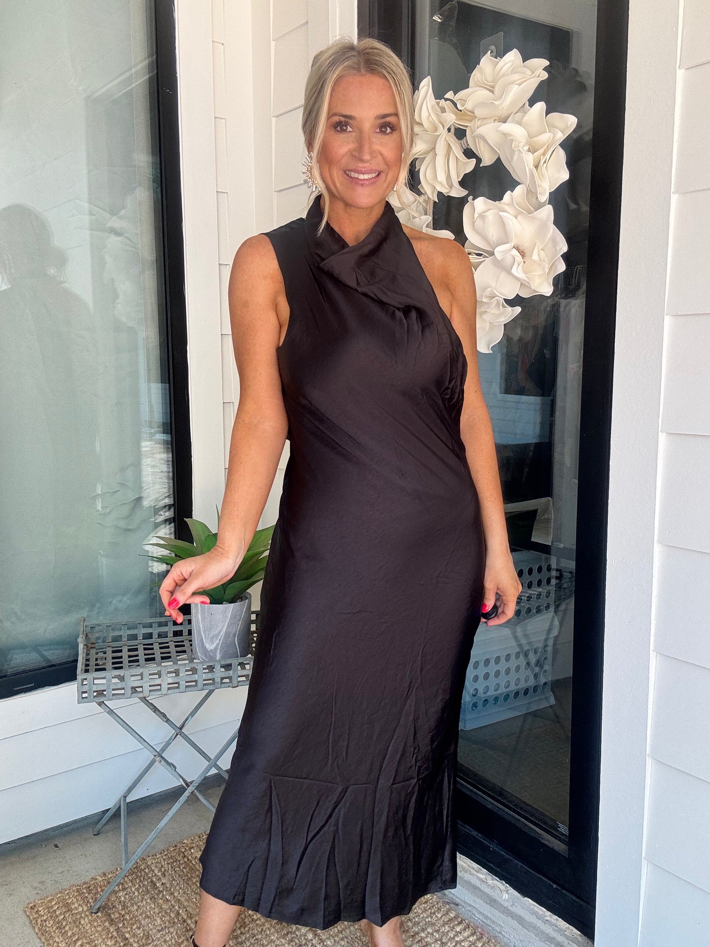 Broadway Satin Midi Dress- FINAL SALE