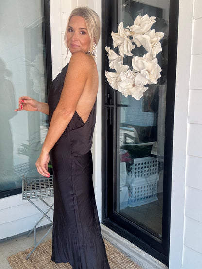 Broadway Satin Midi Dress- FINAL SALE