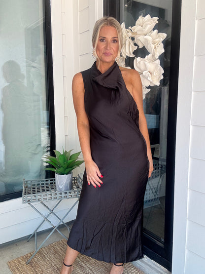 Broadway Satin Midi Dress- FINAL SALE
