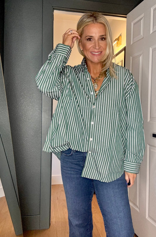 Claire Stripped Button Up Top