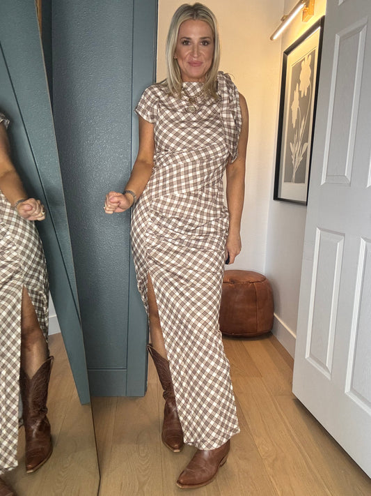 Spring Plaid Maxi Dress