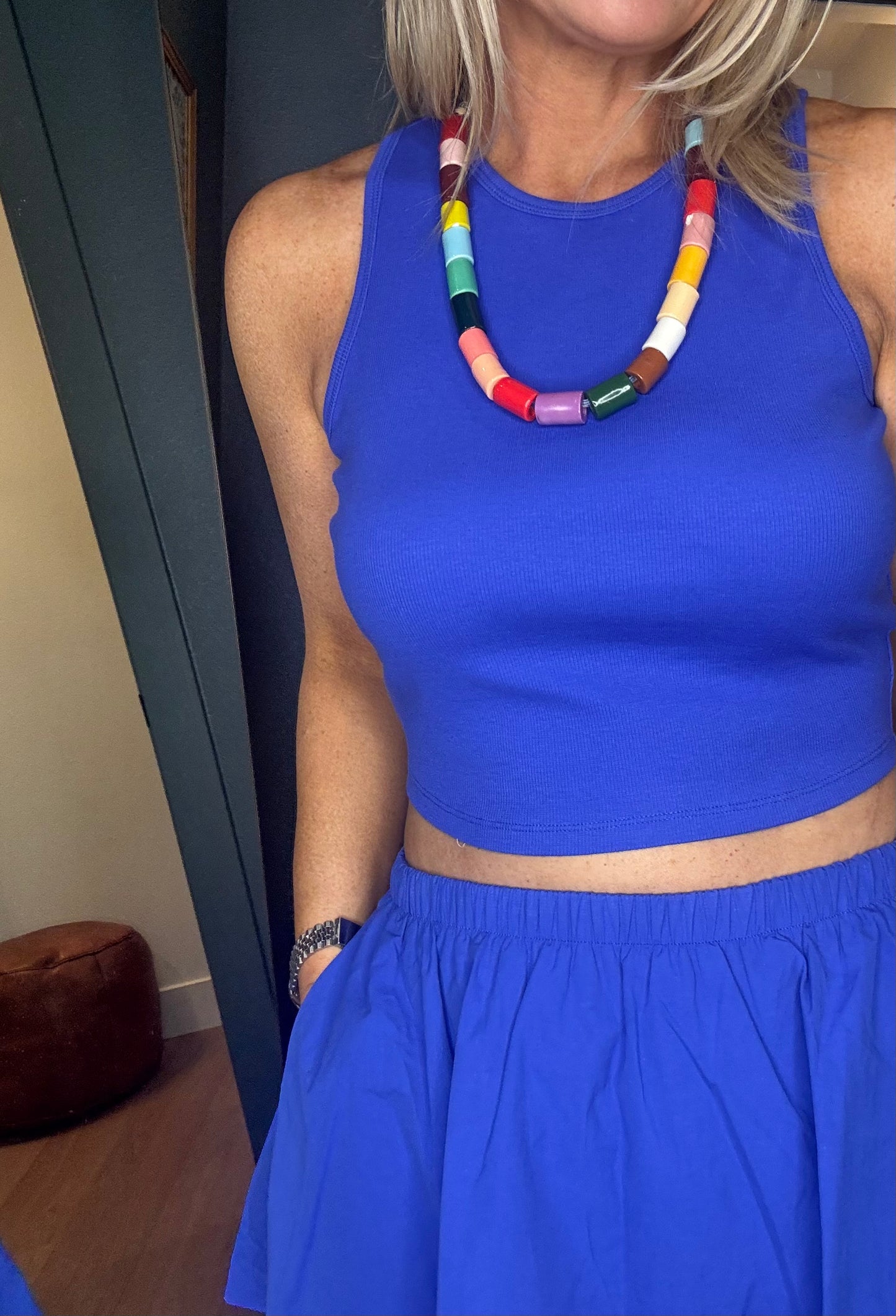 Sleeveless Ribbed Top And Skirt Set- FINAL SALE