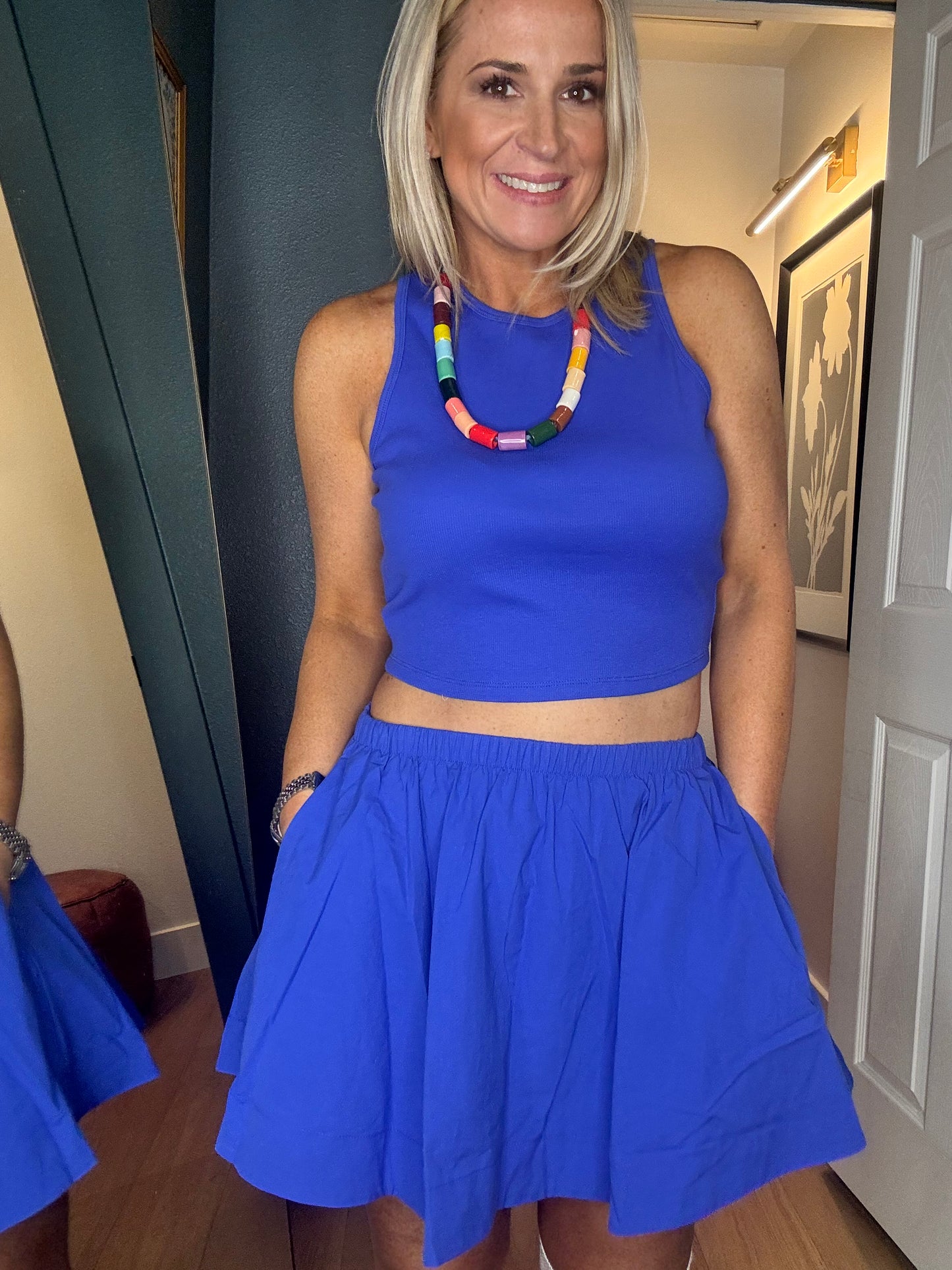 Sleeveless Ribbed Top And Skirt Set- FINAL SALE