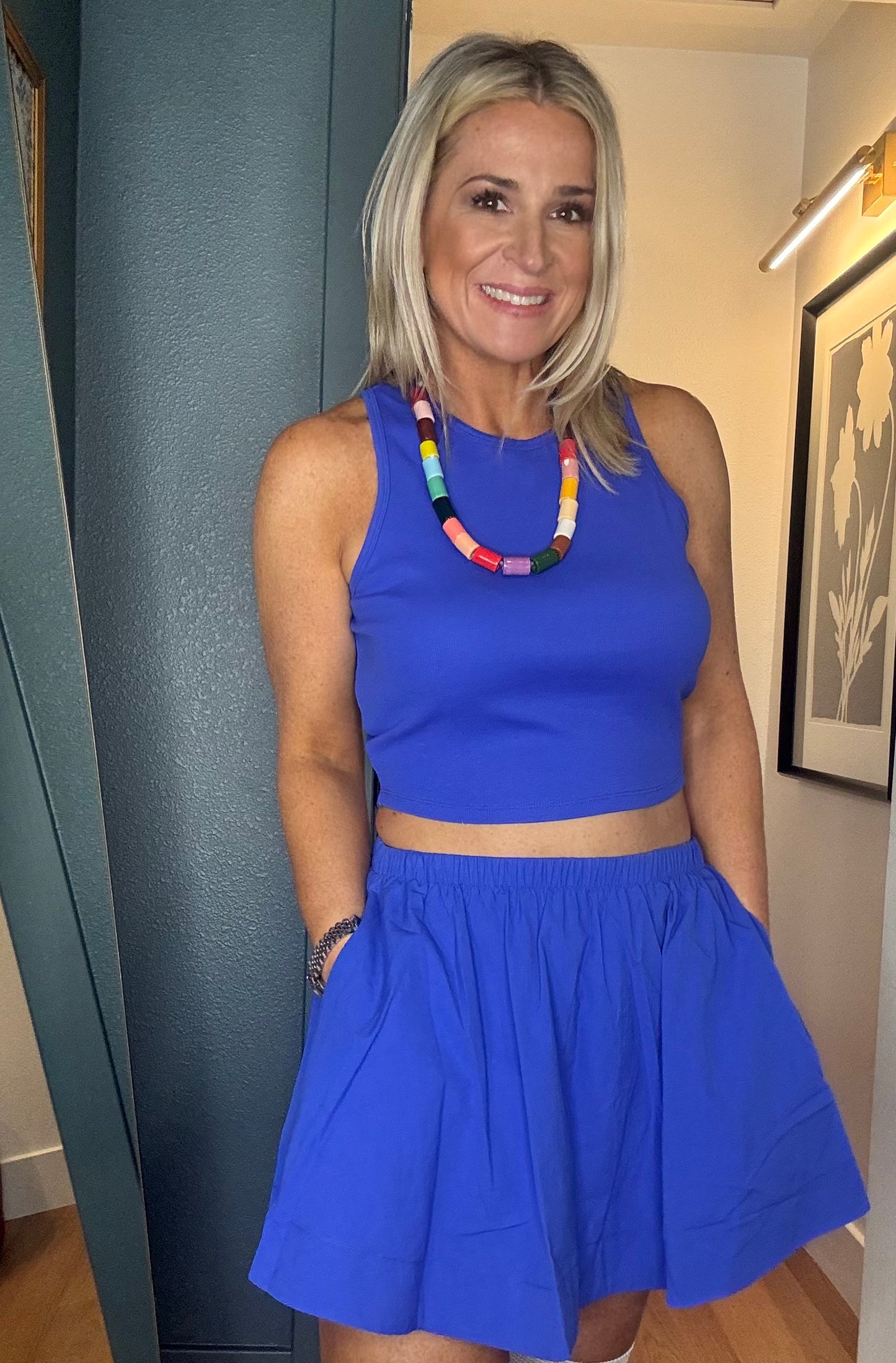 Sleeveless Ribbed Top And Skirt Set- FINAL SALE