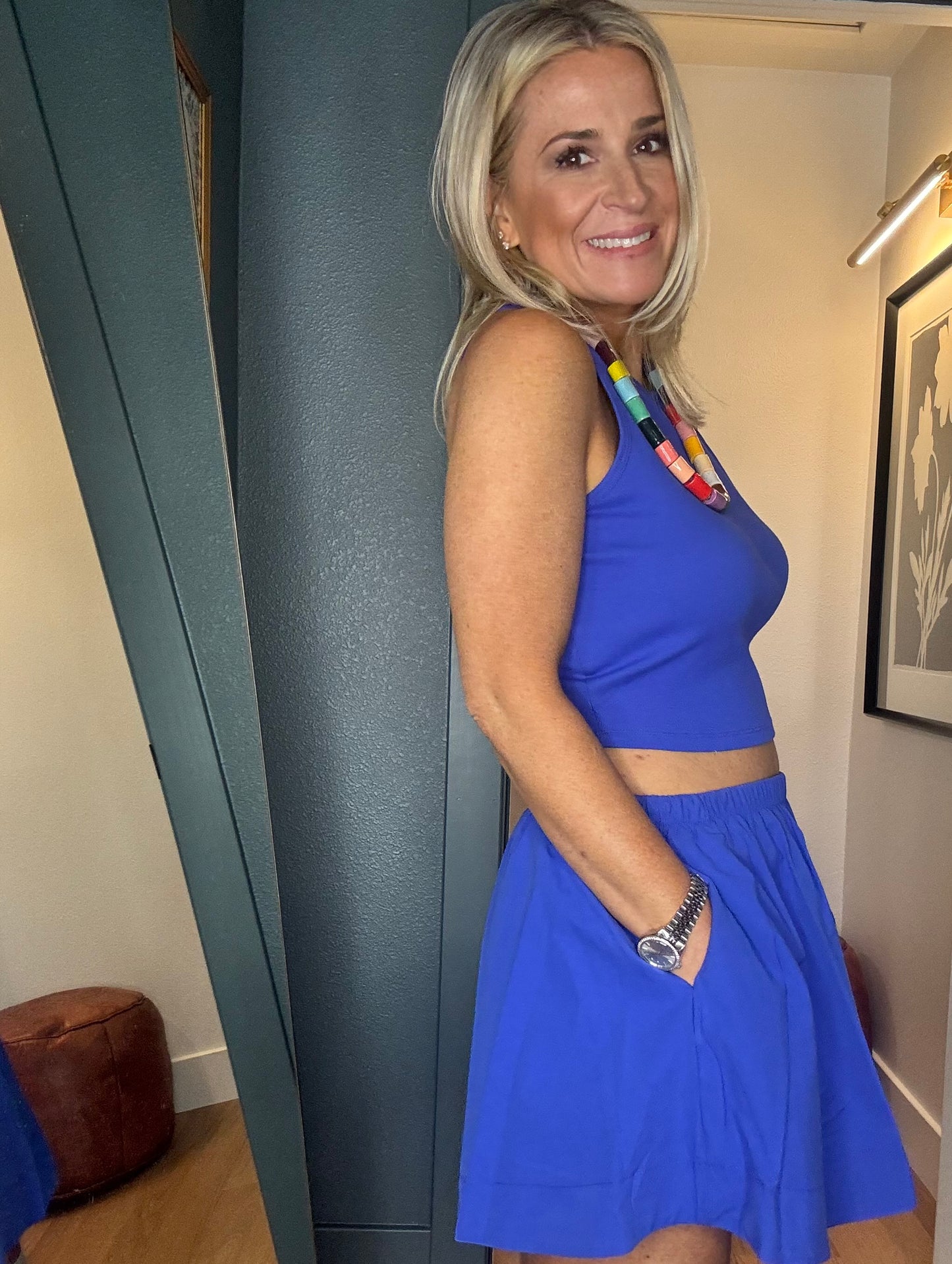 Sleeveless Ribbed Top And Skirt Set- FINAL SALE
