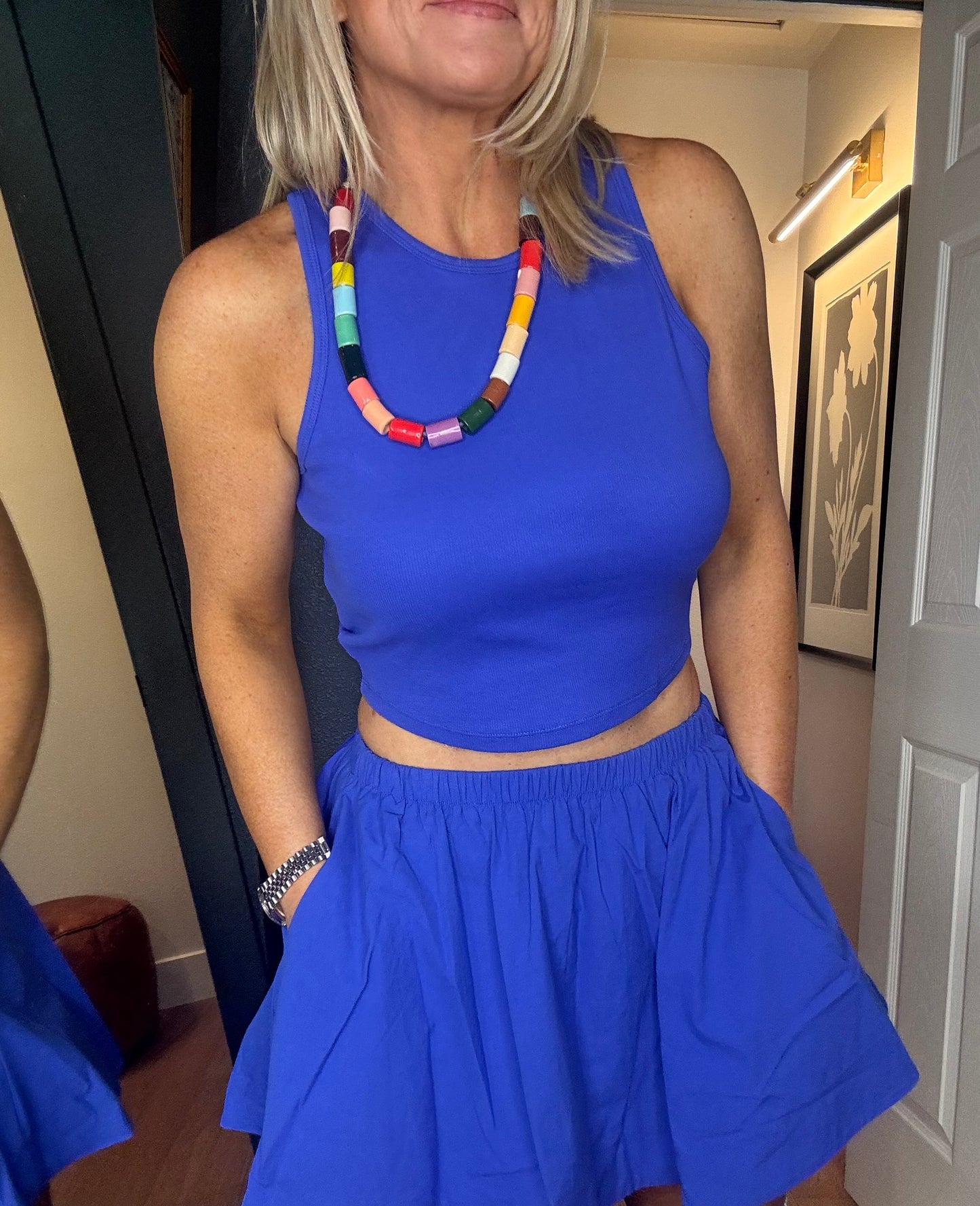 Sleeveless Ribbed Top And Skirt Set- FINAL SALE