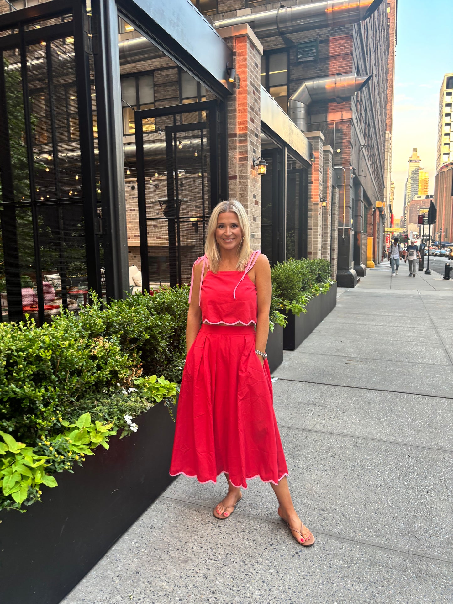 Cherry and Pink Scalloped Top-FINAL SALE