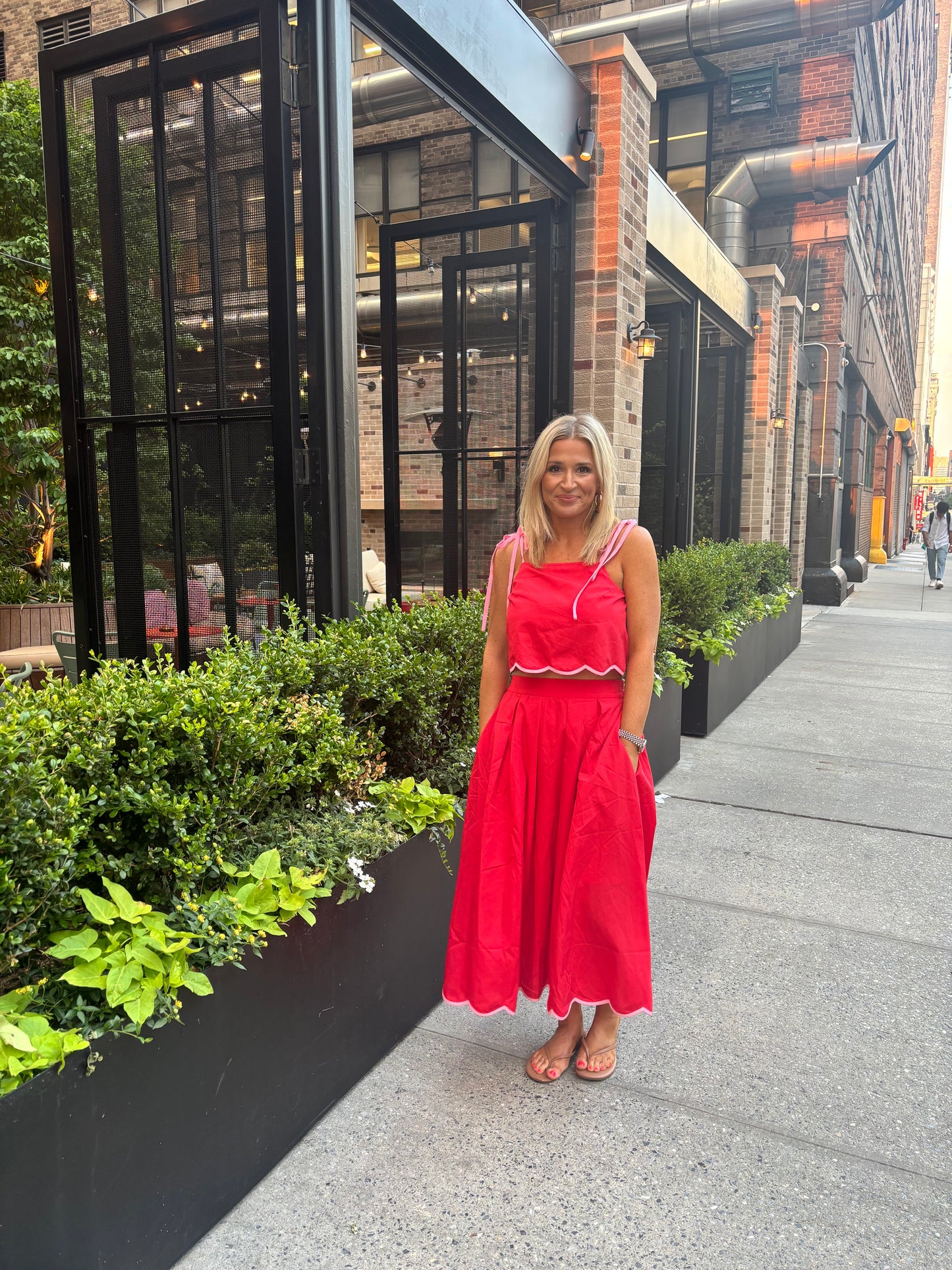 Cherry and Pink Scalloped Skirt- FINAL SALE