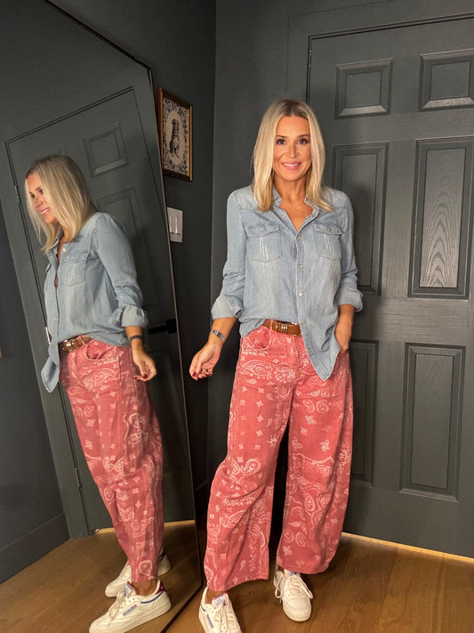 Dusty Rose Bandana Jeans