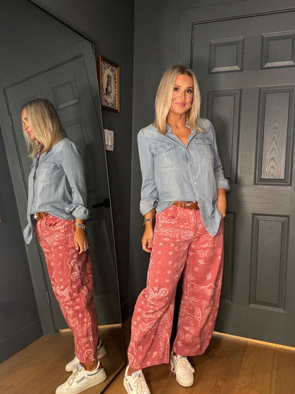 Dusty Rose Bandana Jeans