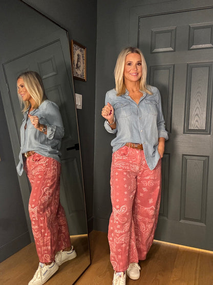 Dusty Rose Bandana Jeans