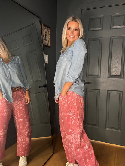 Dusty Rose Bandana Jeans