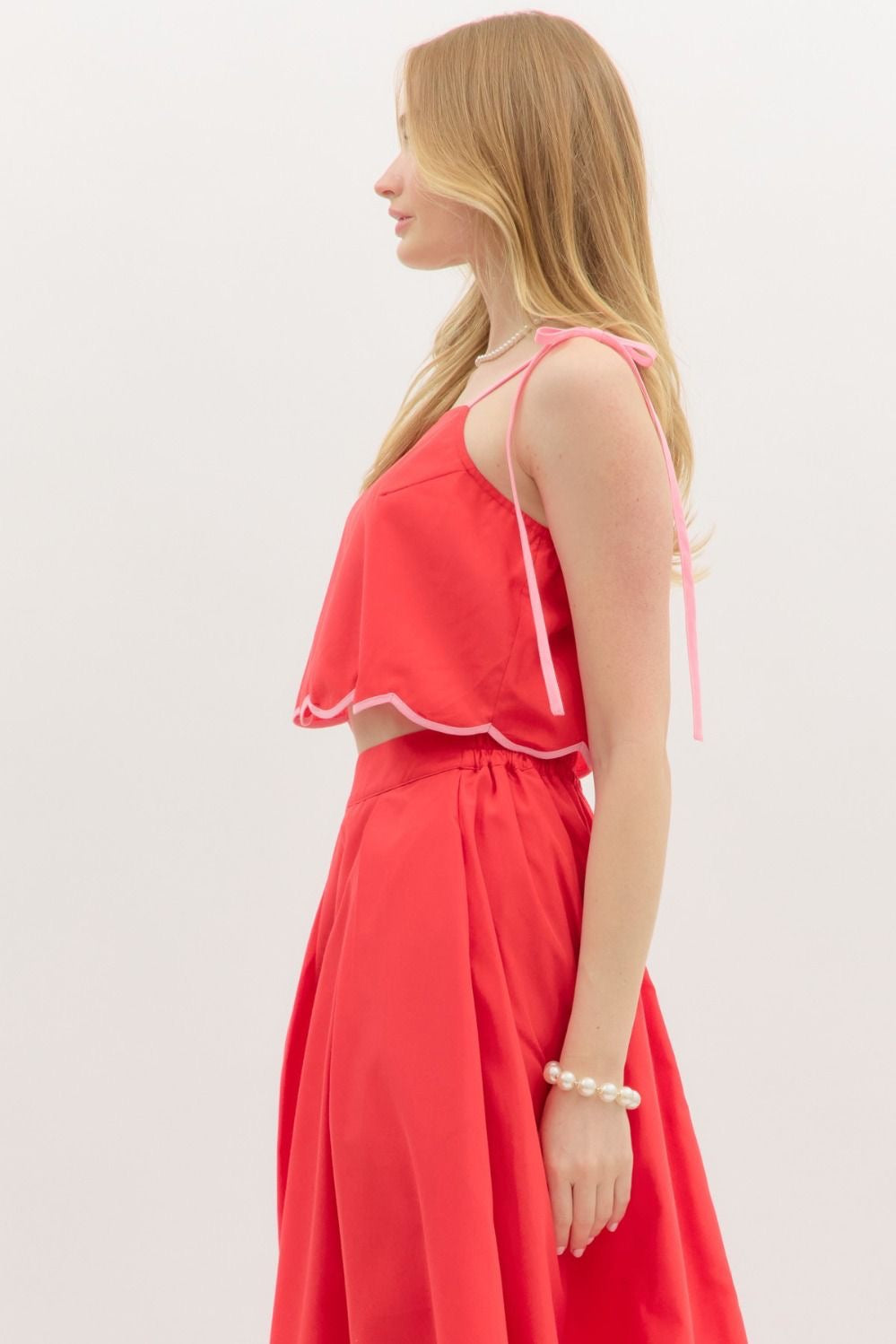 Cherry and Pink Scalloped Skirt- FINAL SALE
