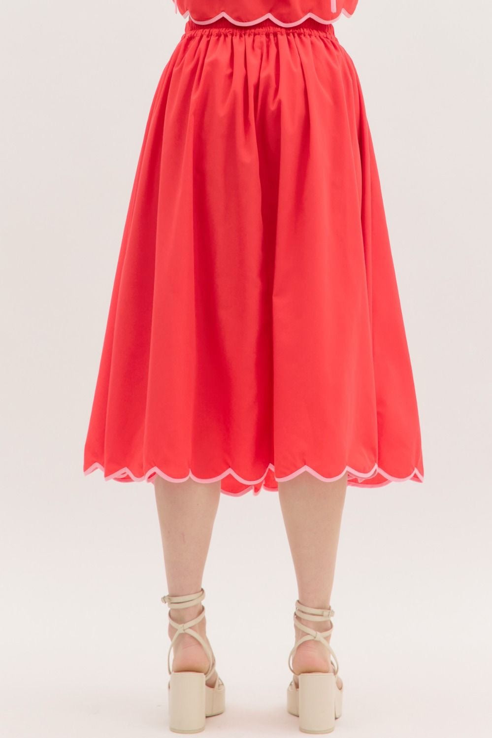 Cherry and Pink Scalloped Skirt- FINAL SALE