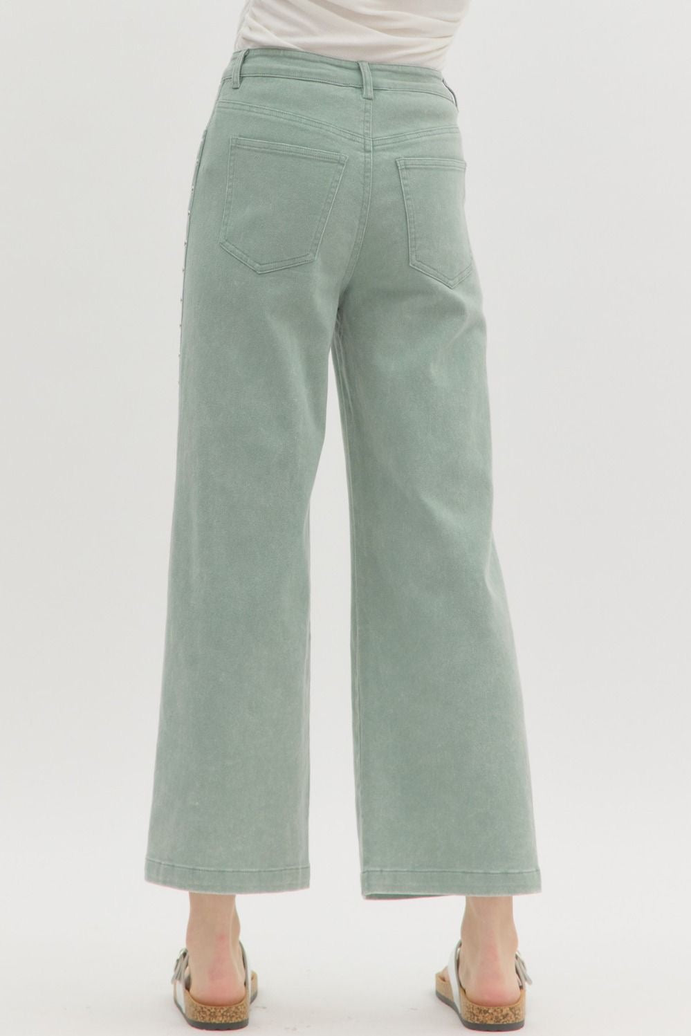 Moss and Studs Cropped Jeans- FINAL SALE