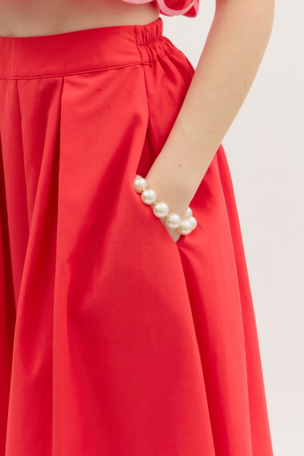 Cherry and Pink Scalloped Skirt- FINAL SALE