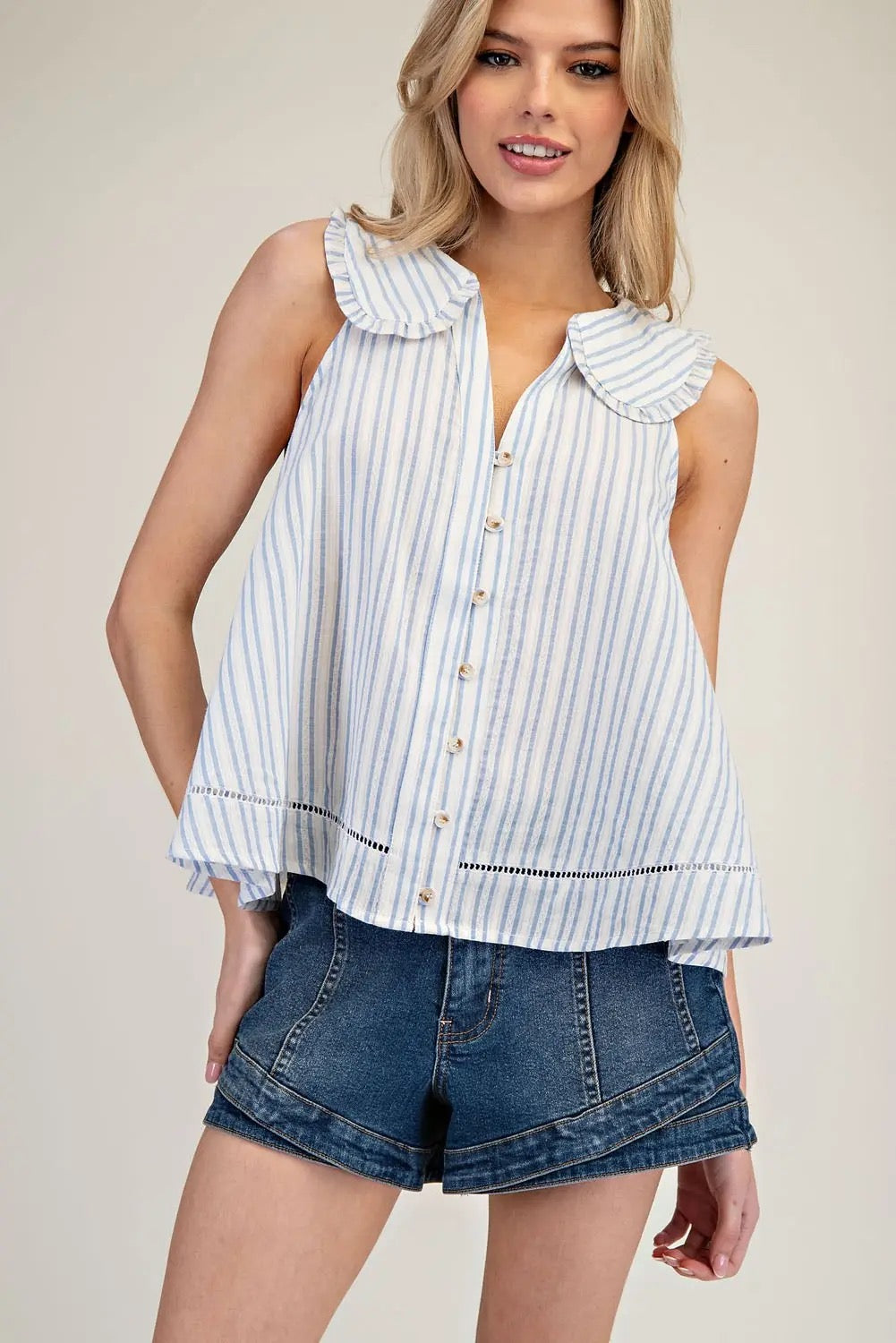 Chambray Striped Tank