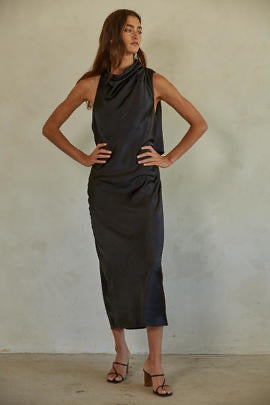 Broadway Satin Midi Dress- FINAL SALE