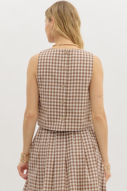 Mocha and Plaid Top- FINAL SALE