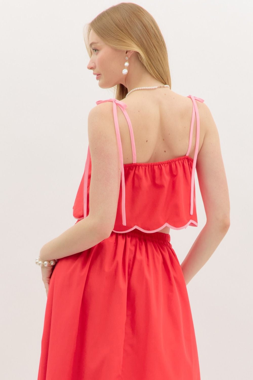 Cherry and Pink Scalloped Skirt- FINAL SALE