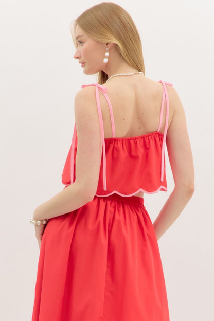 Cherry and Pink Scalloped Skirt- FINAL SALE