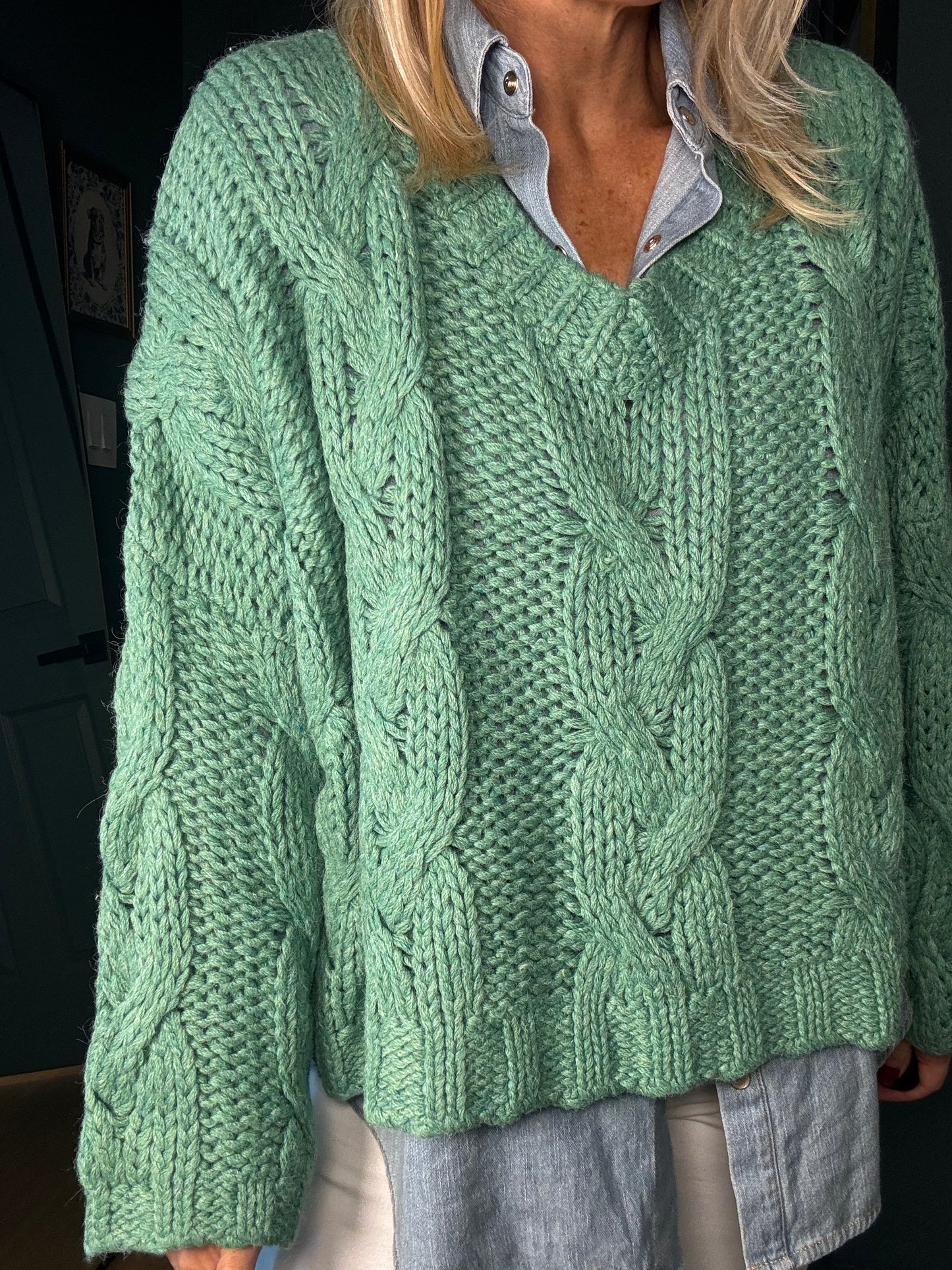 Jade Cable Knit Sweater