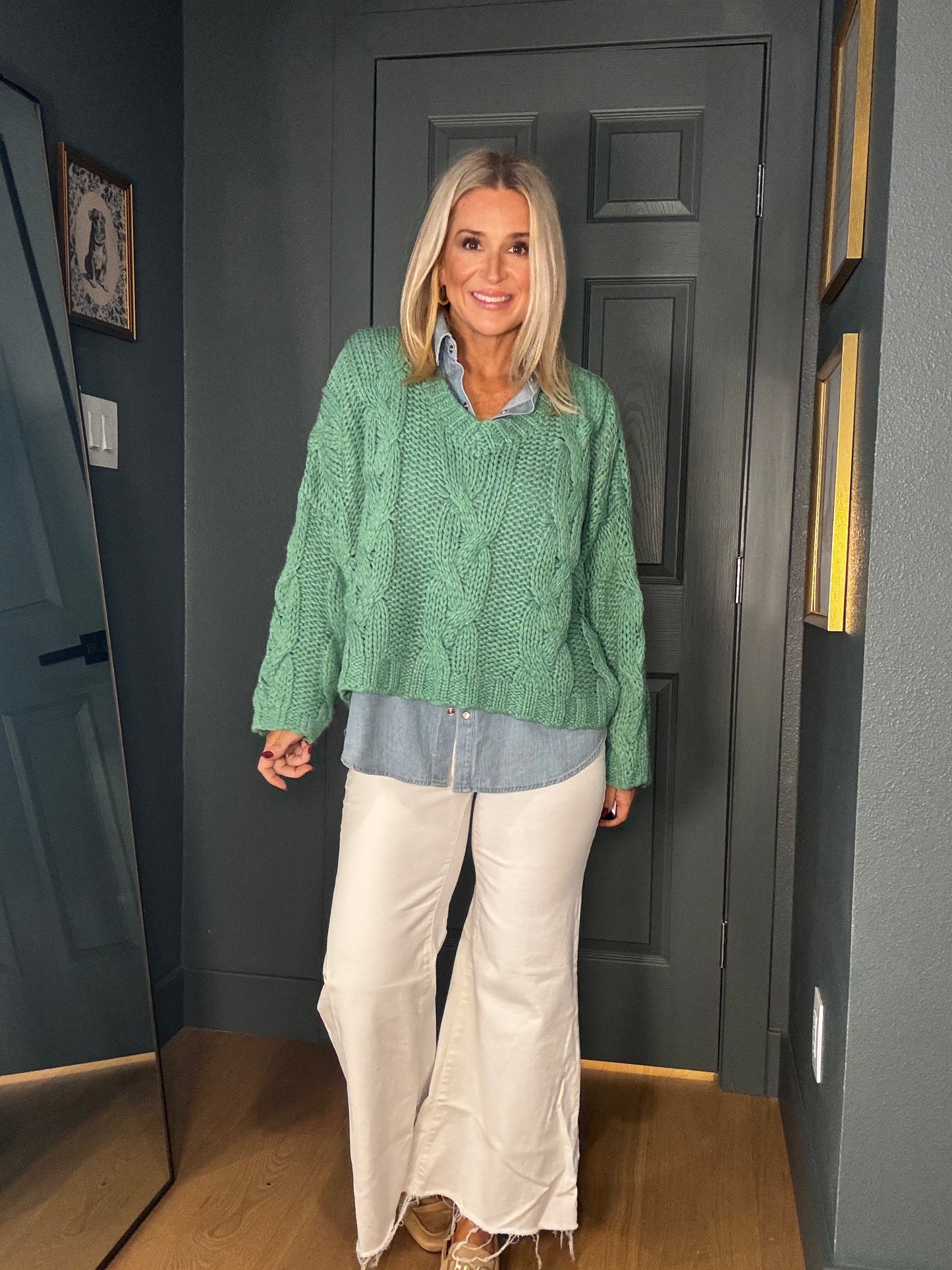 Jade Cable Knit Sweater