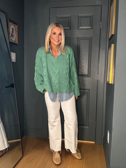 Jade Cable Knit Sweater