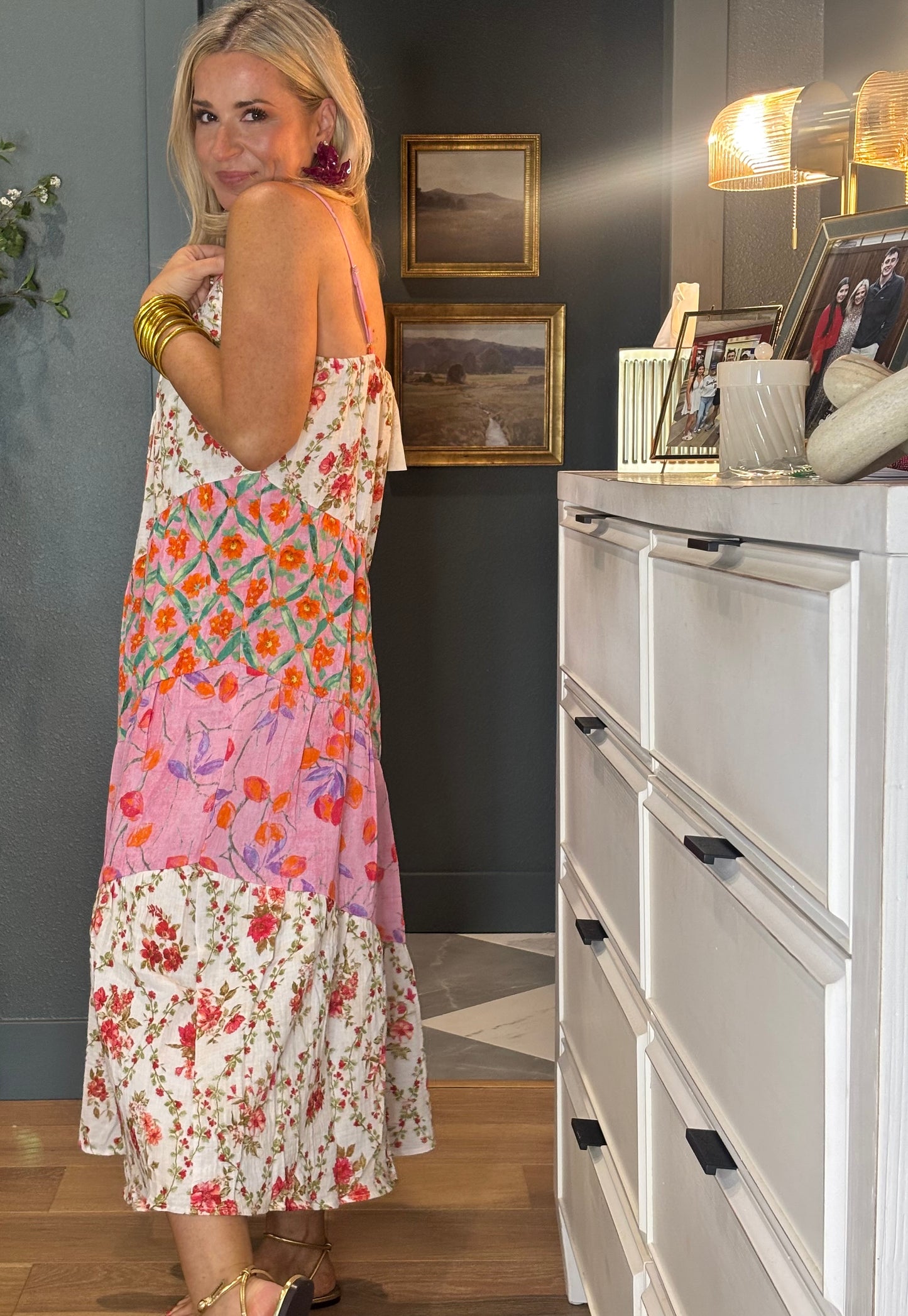 Woman in a floral dress 
