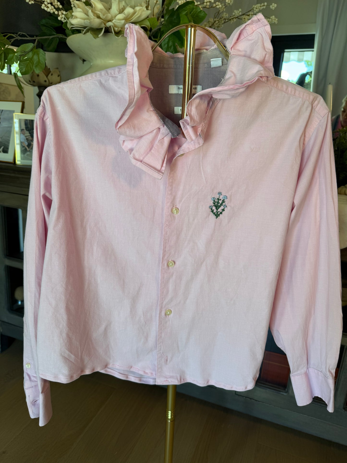 Pink-Embroidered Ruffle-L