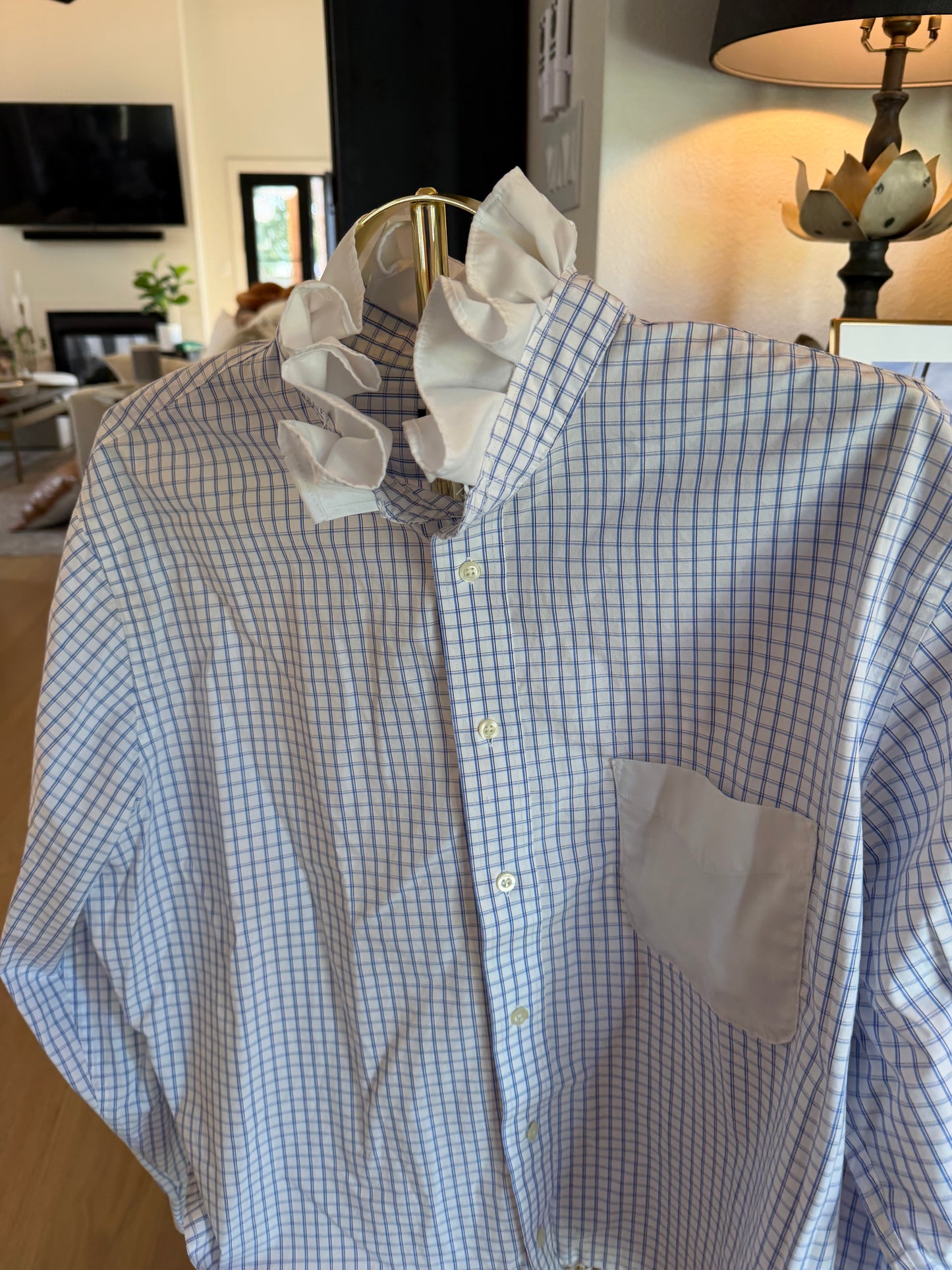 Plaid with White Pocket Ruffle-XL