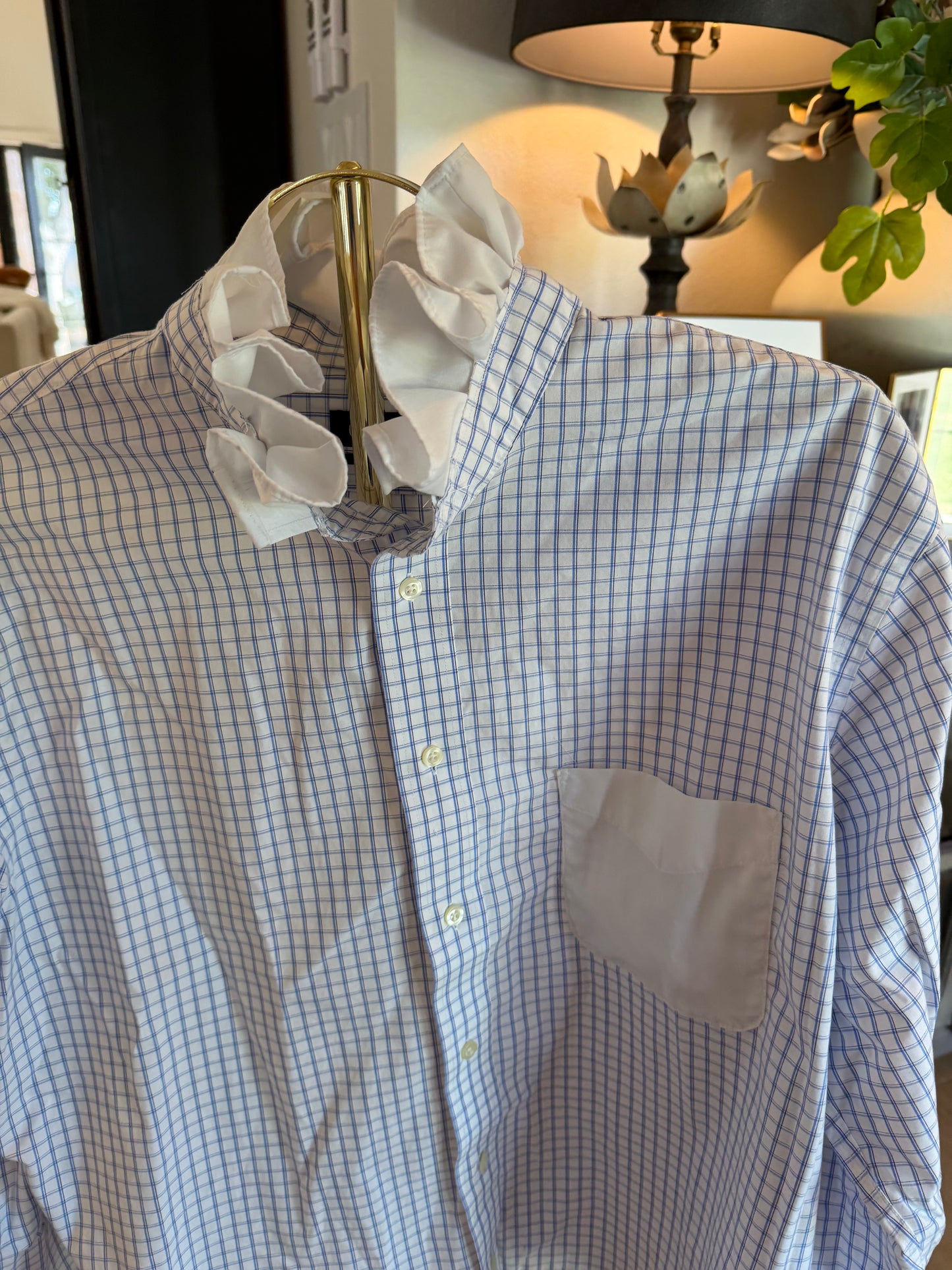Plaid with White Pocket Ruffle-XL