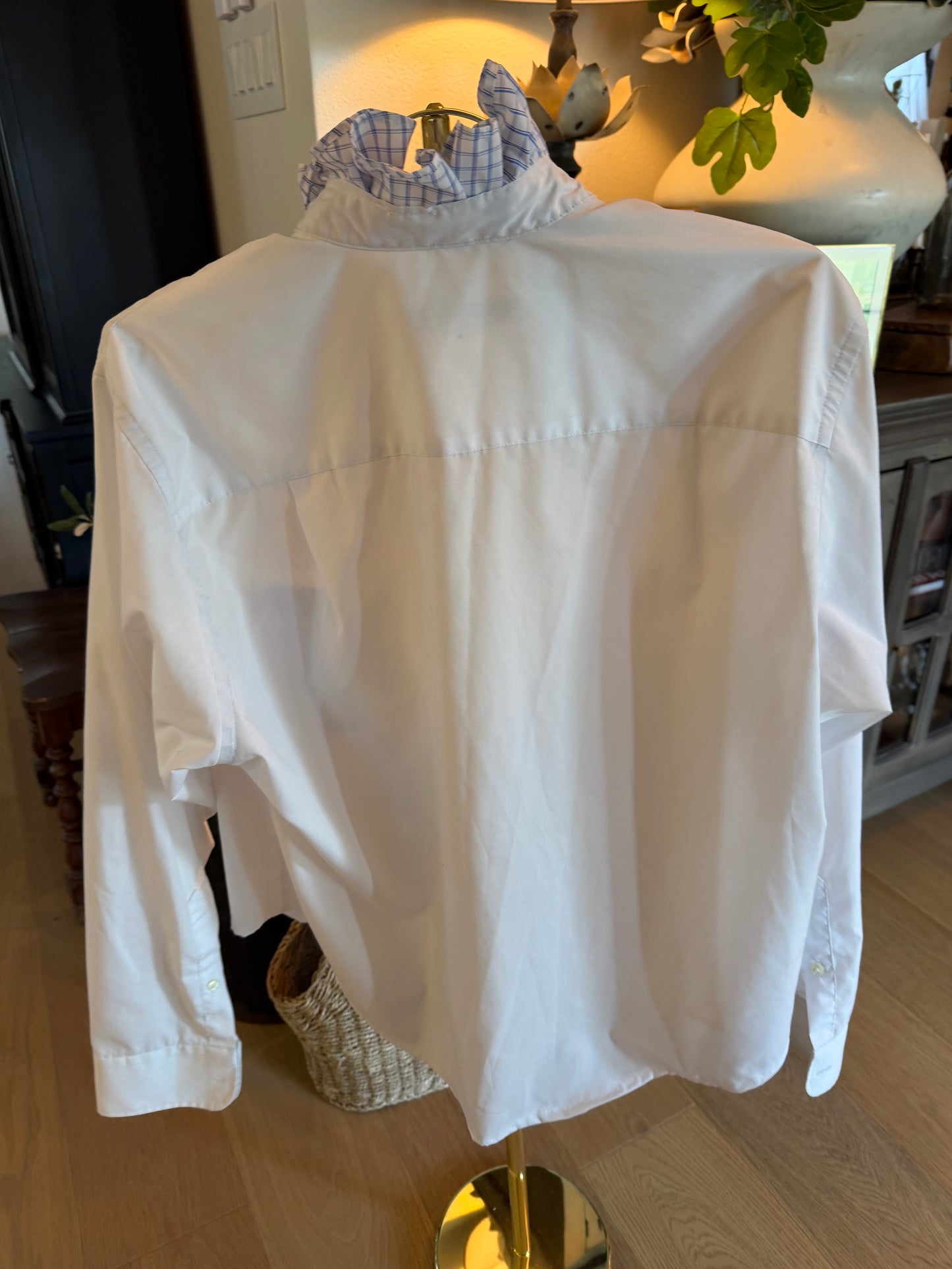 White with Plaid Pocket Ruffle-L