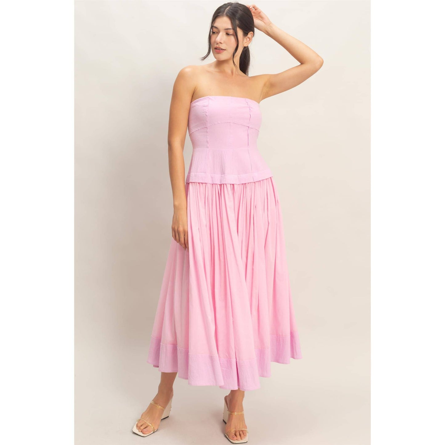 Strapless Tiered Midi Dress- FINAL SALE