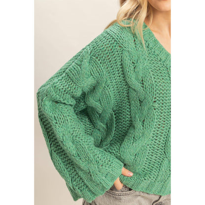 Jade Cable Knit Sweater