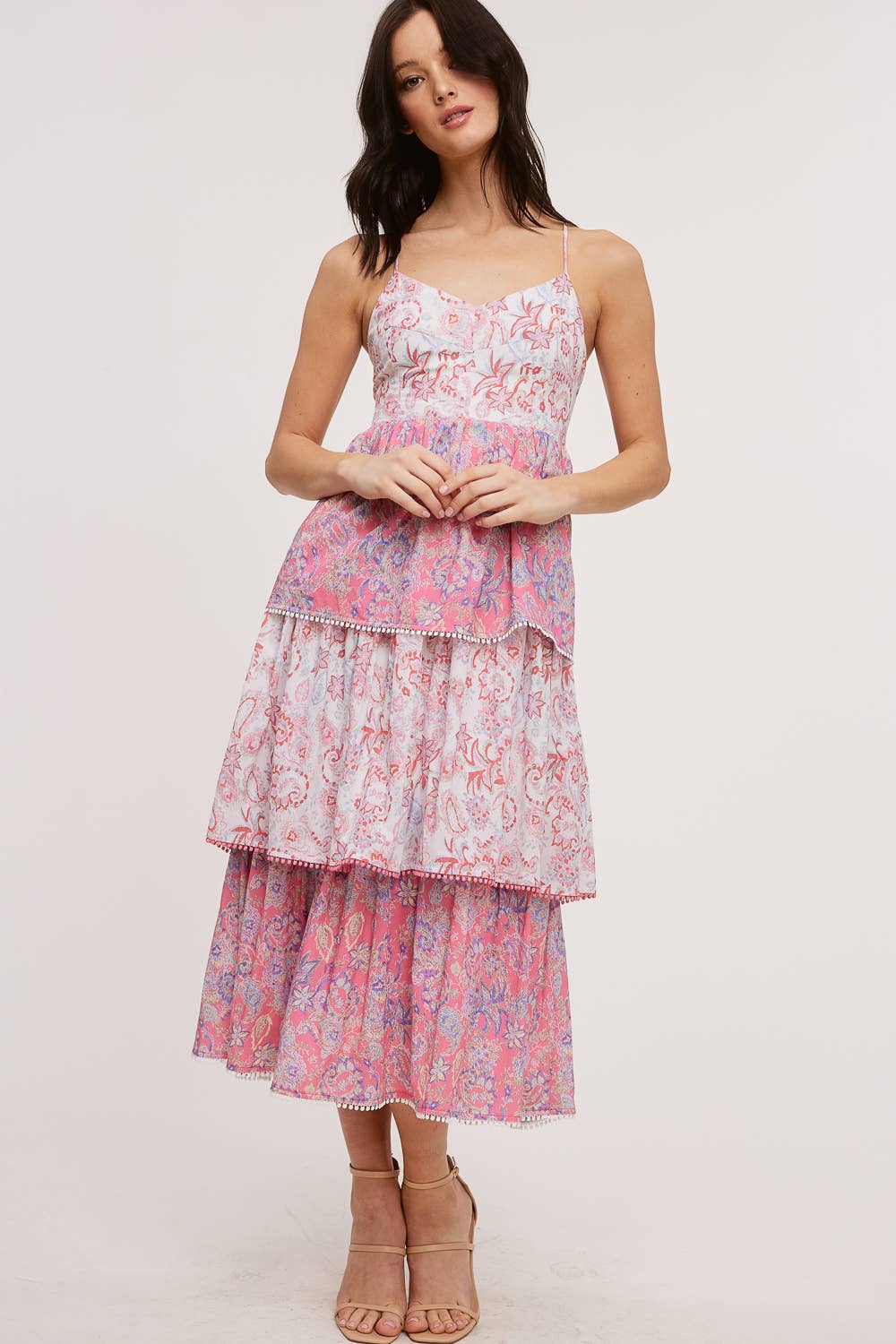 Vintage Paisley Tiered Midi Dress