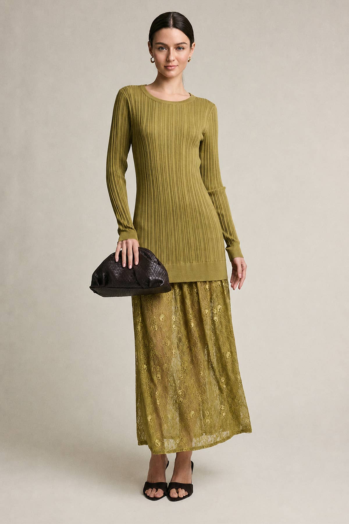 Olive Combo Maxi Dress