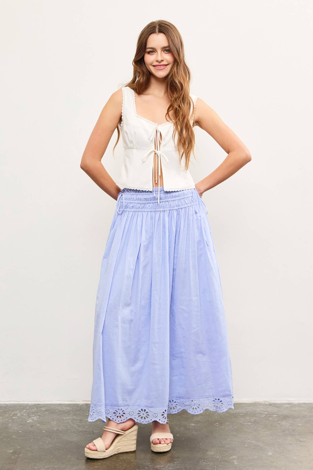 Eyelet Lace Midi Skirt- FINAL SALE