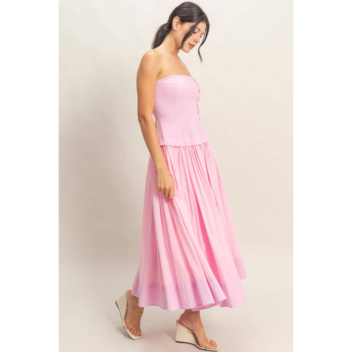 Strapless Tiered Midi Dress- FINAL SALE