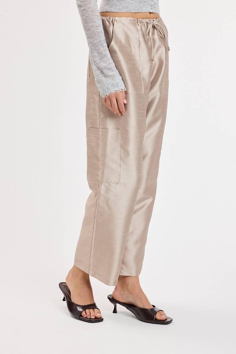Taffeta Cropped Cargo Pants