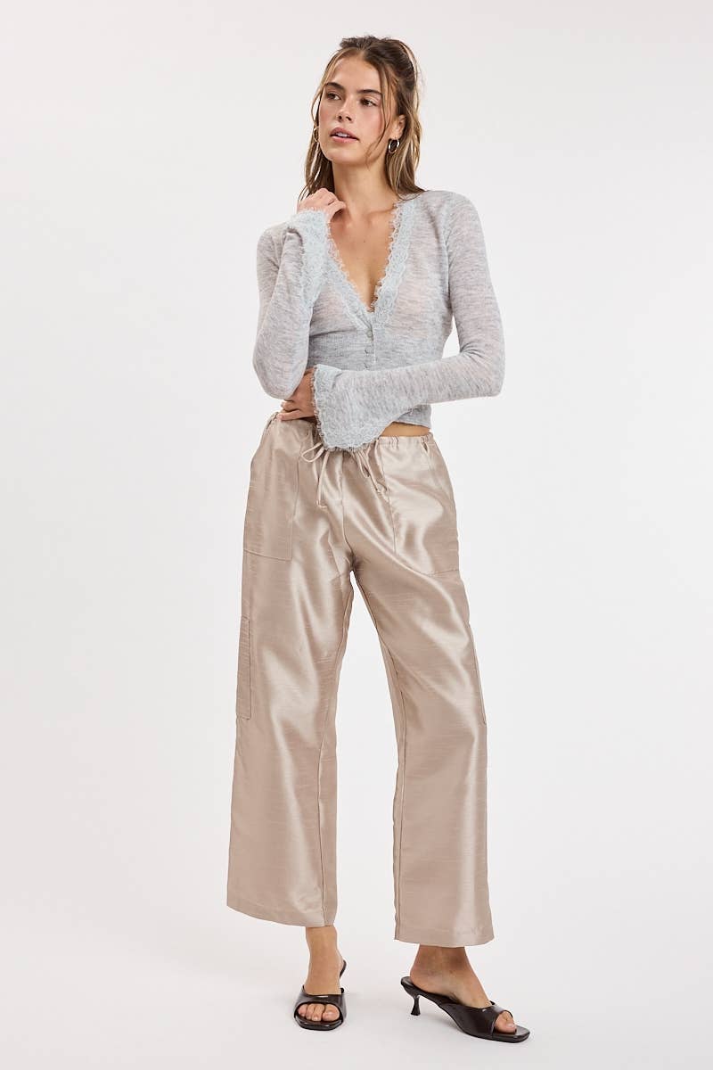 Taffeta Cropped Cargo Pants