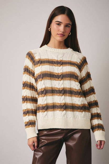 Cables & Stripes Sweater- FINAL SALE