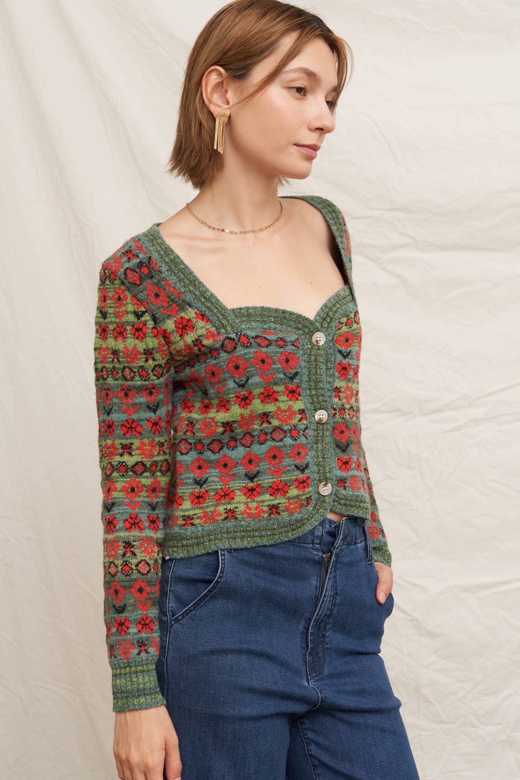 Floral Jacquard Cardigan