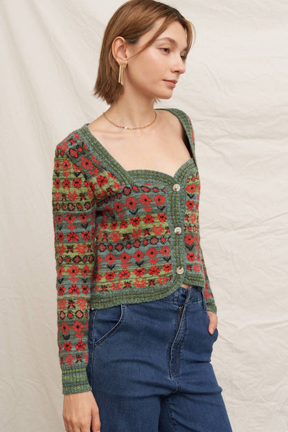 Floral Jacquard Cardigan