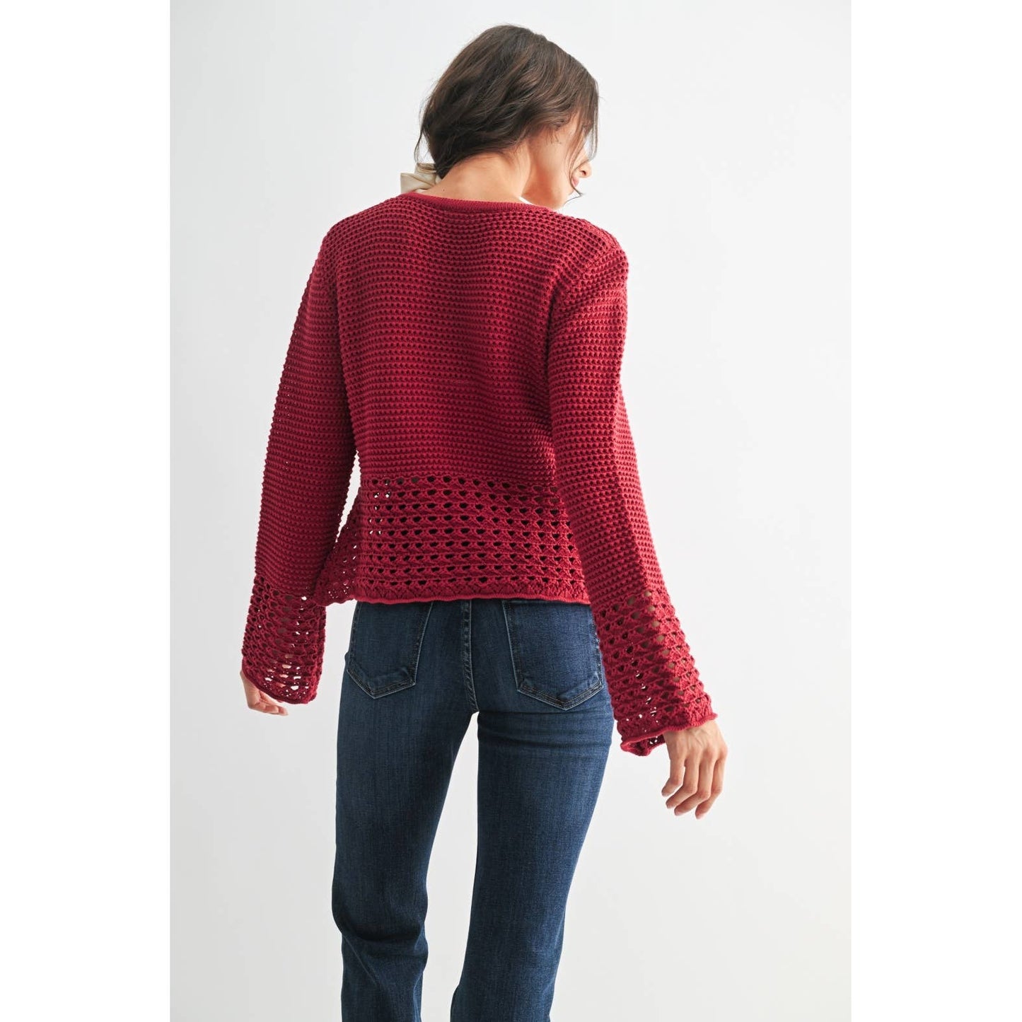Crimson Crochet Cardigan- FINAL SALE