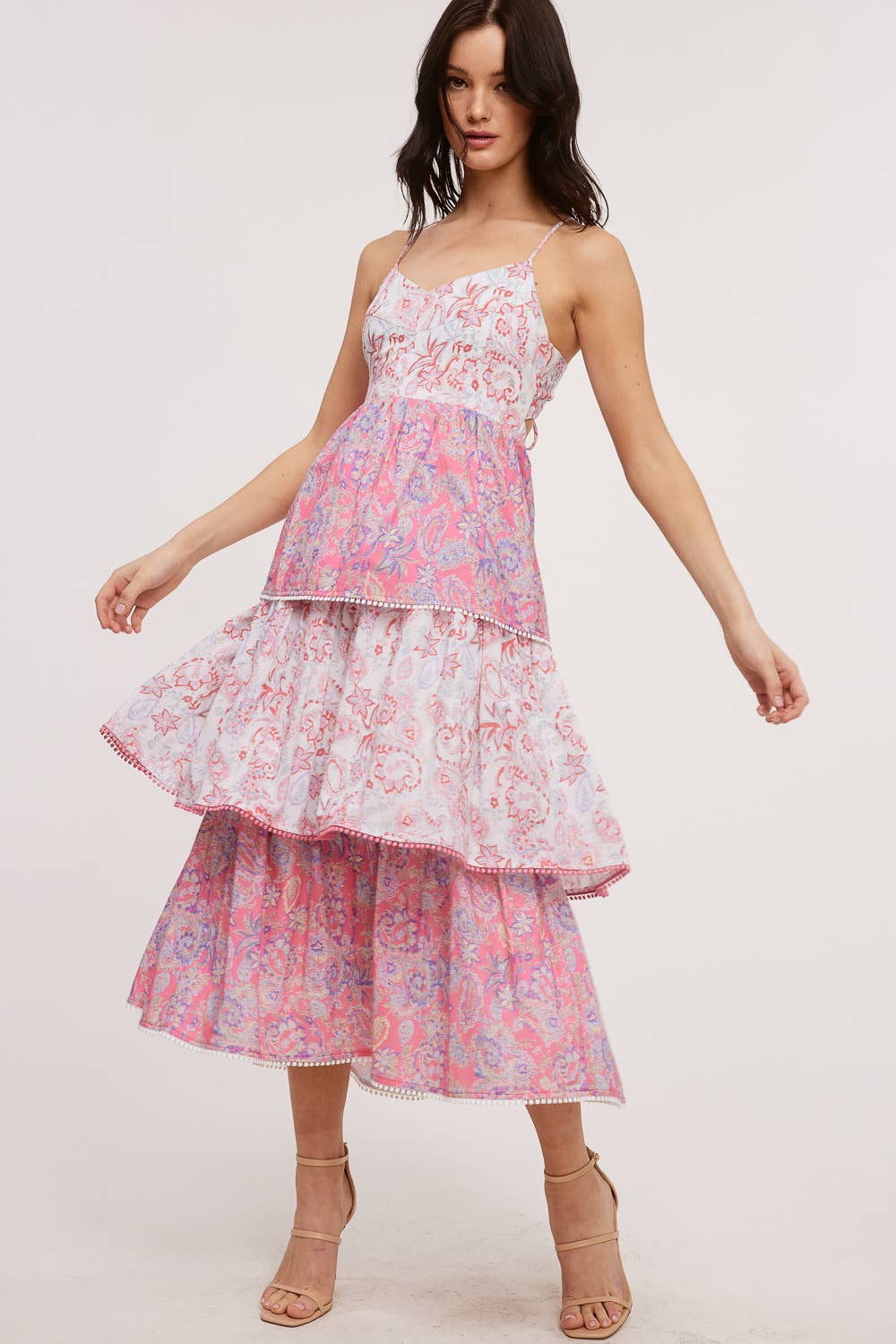 Vintage Paisley Tiered Midi Dress